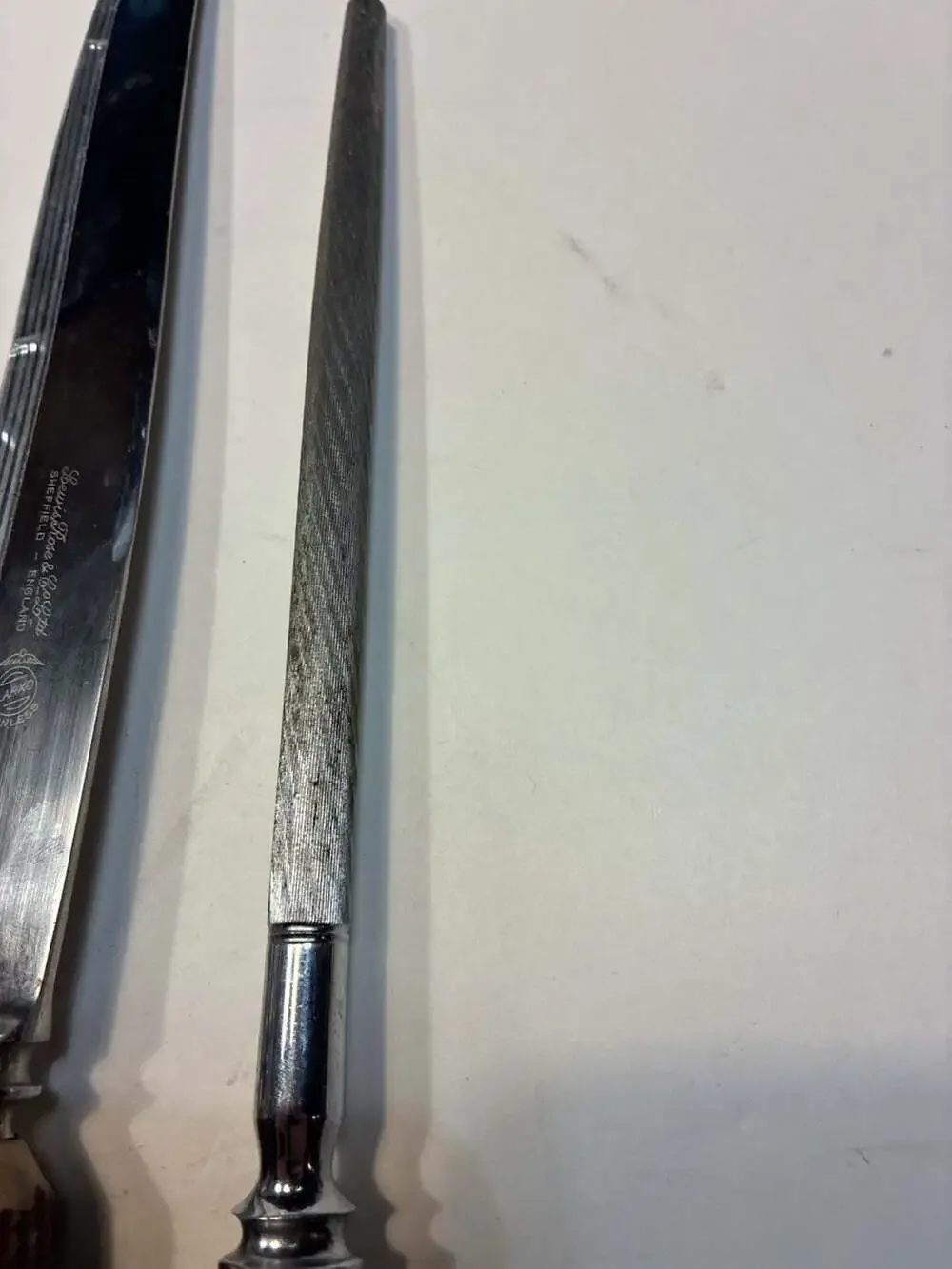 Vintage Lewis Rose & Co Sheffield England Stag Horn Handle 3pc Carving Set